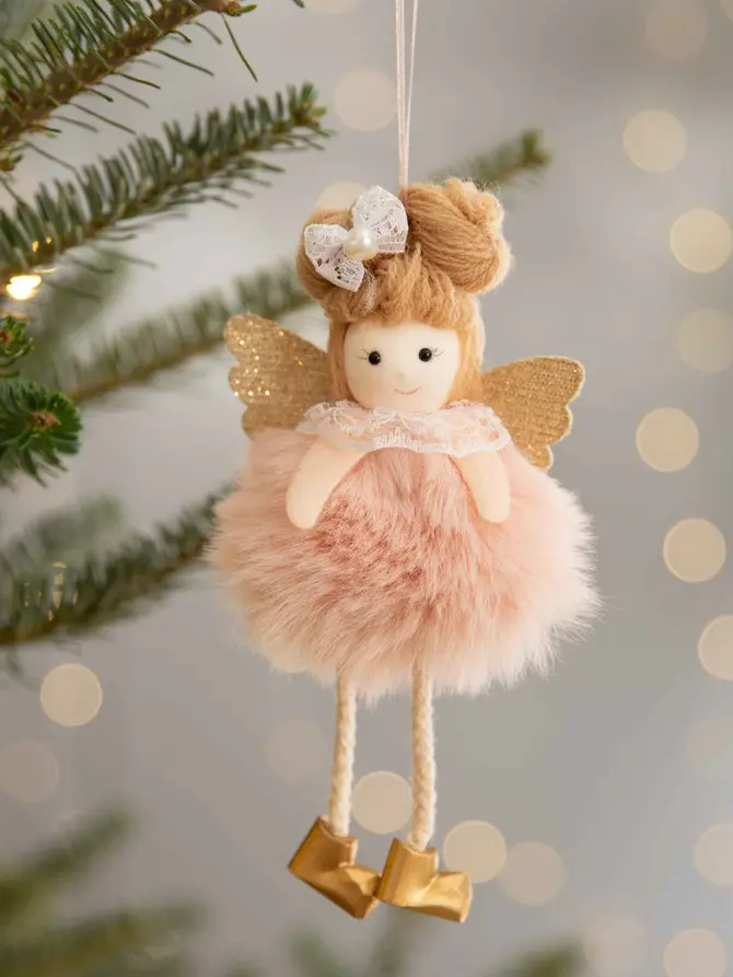 Zawieszka PLYS aniołek z kokiem różowy 16 cm