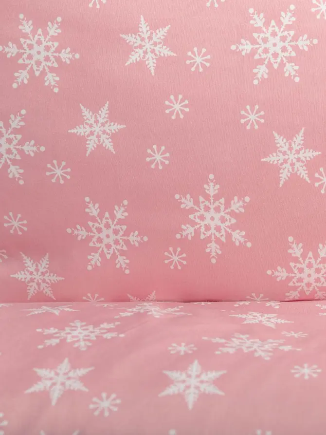 Pościel z mikrofibry w śnieżynki różowa SNOFLOCK 160x200 cm XM21 806679