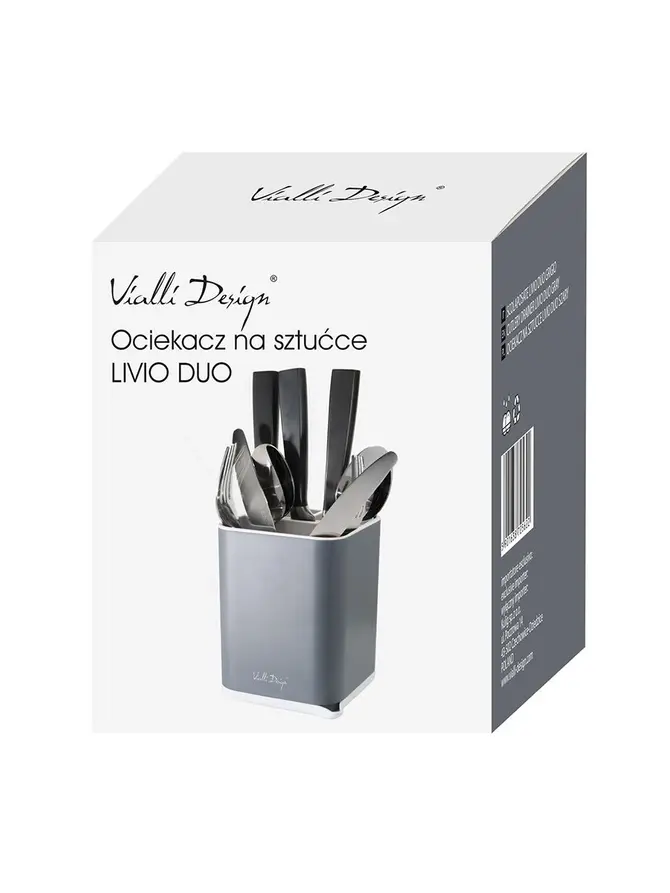 Ociekacz LIVIO DUO na sztućce szary 11x11 cm