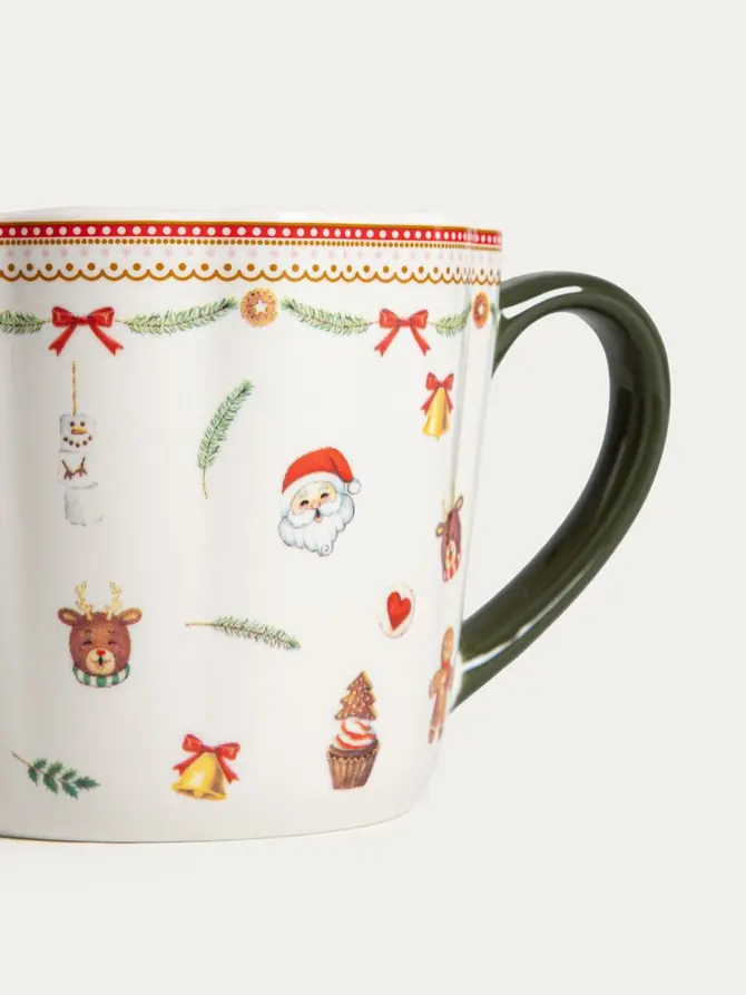 Kubek ABARIS porcelanowy z zielonym uchem 0,3 l
