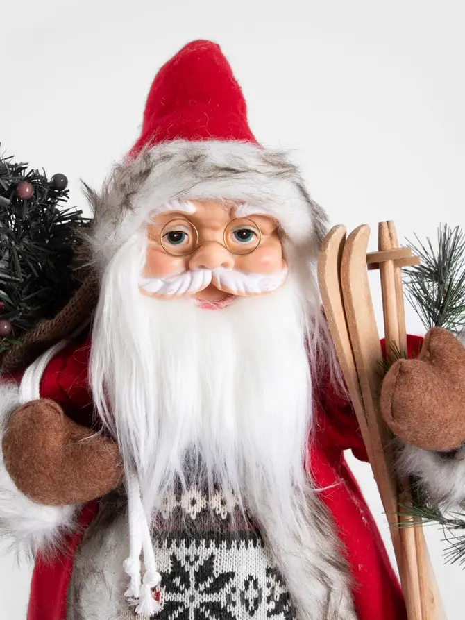 Skrzat CLAUSE Mikołaj duży z nartami i sweterkiem 60 cm