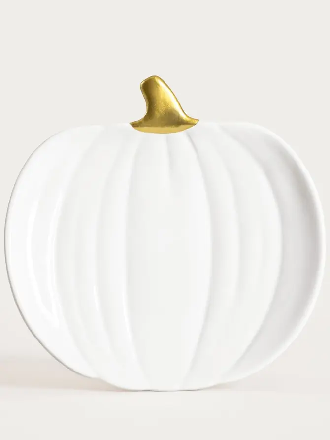 Talerz PUMPKIE w kształcie dyni kremowy 23,8x19,5 cm