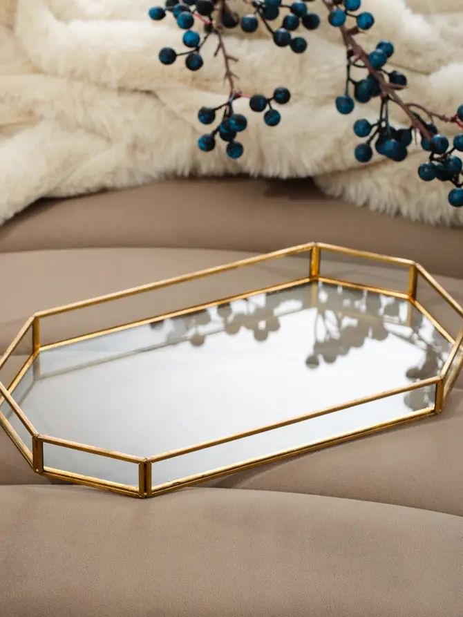Taca GRAZIA ozdobna złota 27x15x2 cm