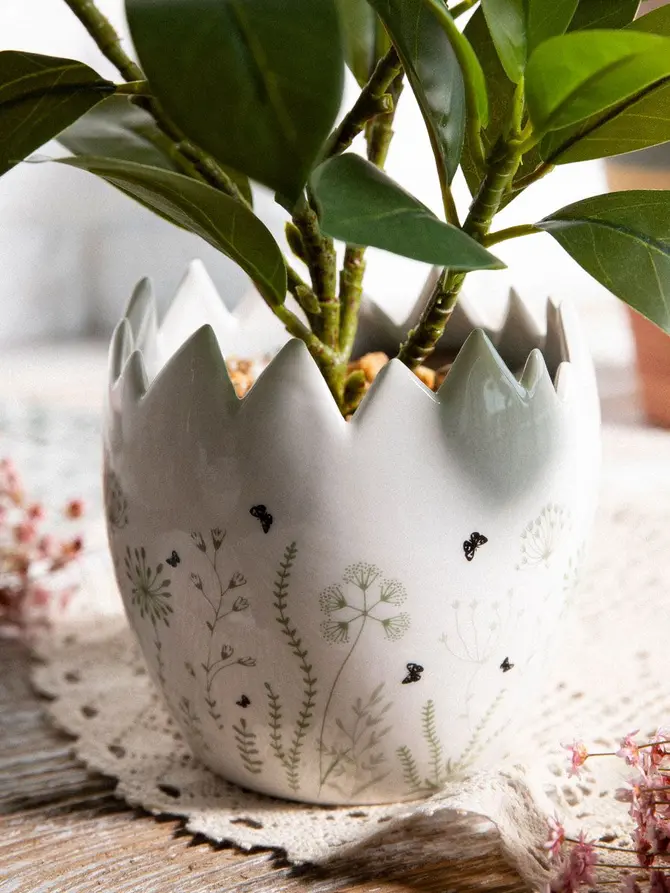 Osłonka na doniczkę EGGSTER z motywem łączki 12x11,5 cm