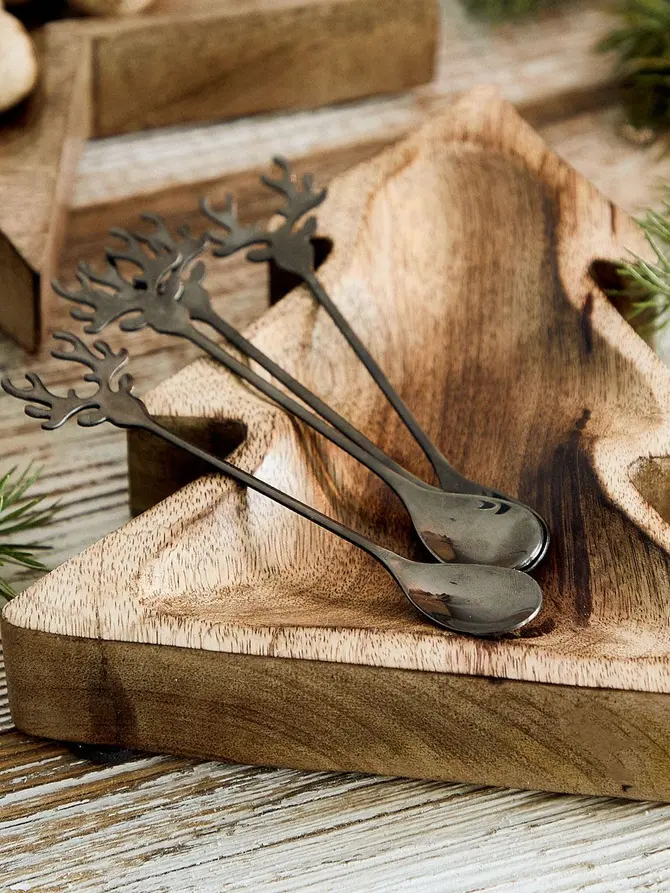 Zestaw REINDEER łyżeczek czarnych, 4 szt 13 cm