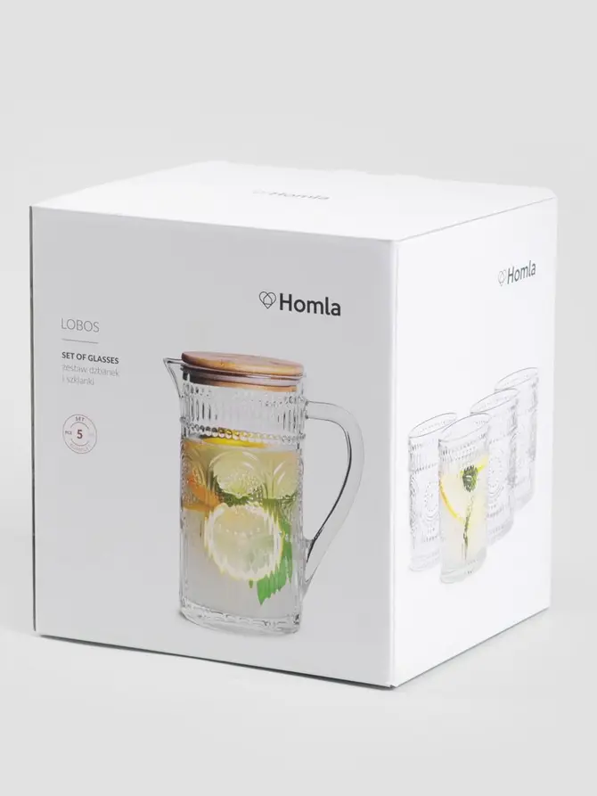 Zestaw dzbanek i szklanki Lobos Z pokrywką 1000ml + 4x300ml