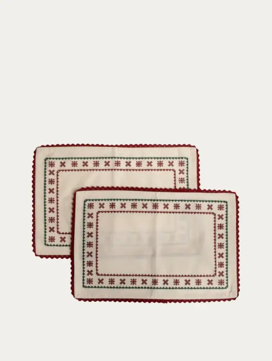 Maty stołowe CROSSY bawełniane z haftem krzyżykowym, zestaw 2 szt. 2*30x45cm