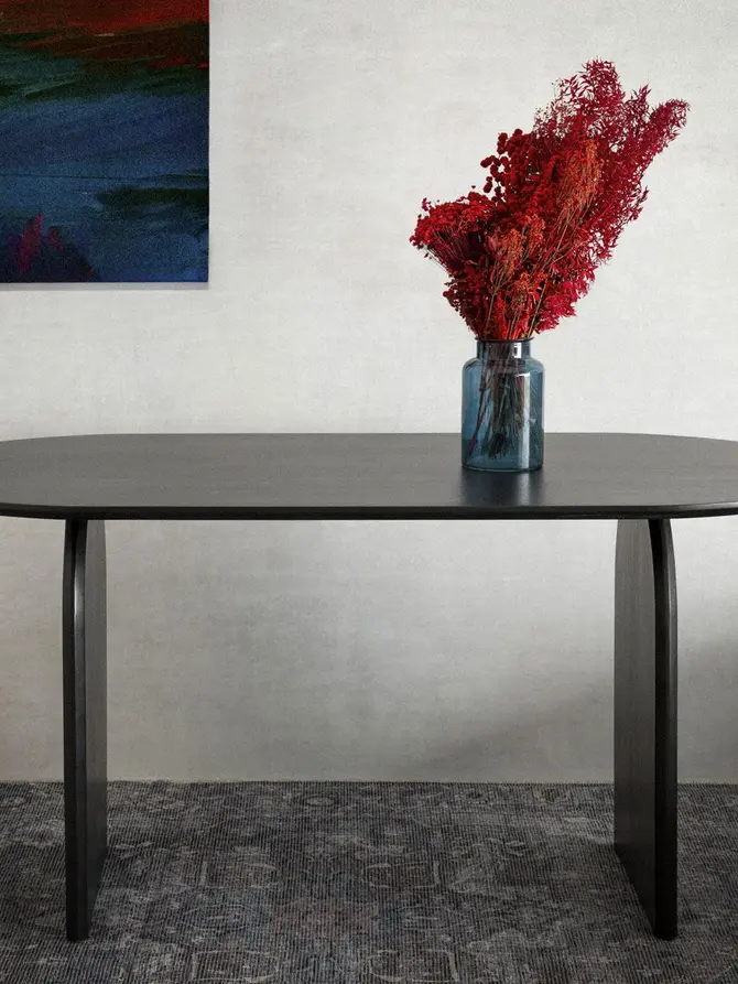 Stół LAGOM lite drewno akacji czarne 160x80x76 cm