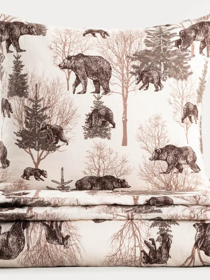 Pościel URSO flanelowa w niedźwiedzie 160x200 + 2*70x80 cm