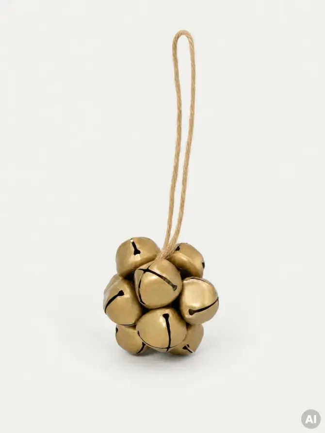 Zawieszka BEELO kula z metalowych dzwonków złota 8 cm