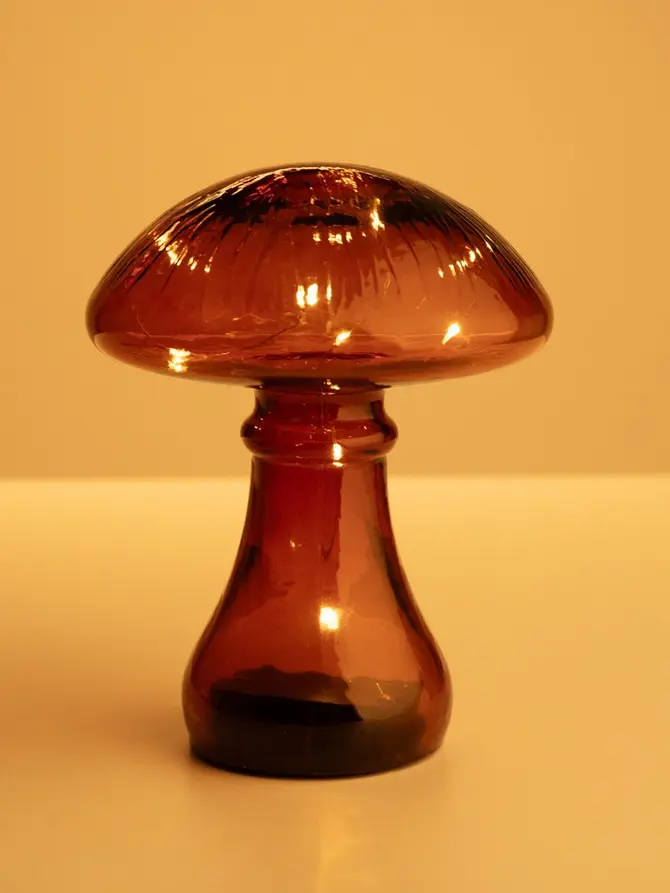 Lampion LED AUTUMN AURA grzybek brązowy 13,5x18 cm