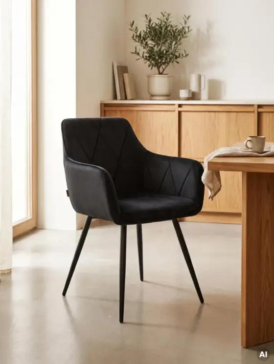 Krzesło FELLICE welurowe czarne 56x61x86 cm