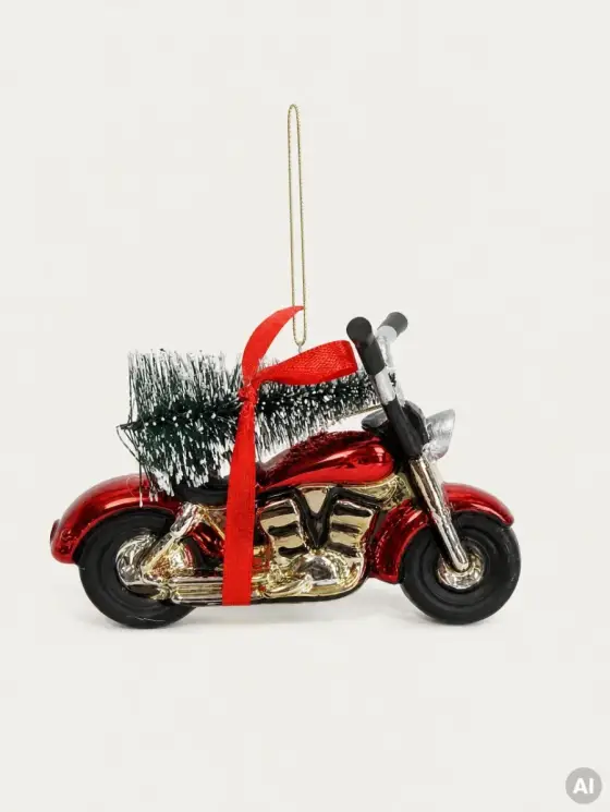 Bombka GLASSO szklana motor z choinką 13x6,5x8,5 cm