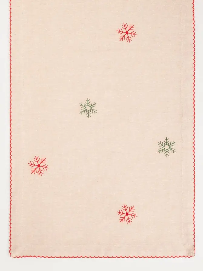 Bieżnik ARMILLA bawełniany w haftowane śnieżynki 40x160 cm