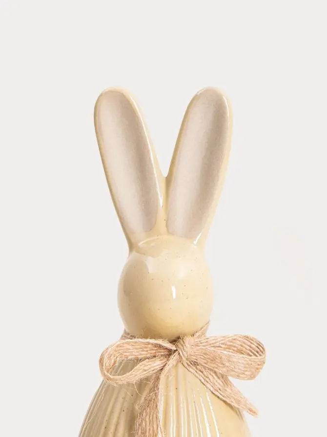 Figurka CAVLO zając ryflowany mały, jasny żółty 6x17 cm