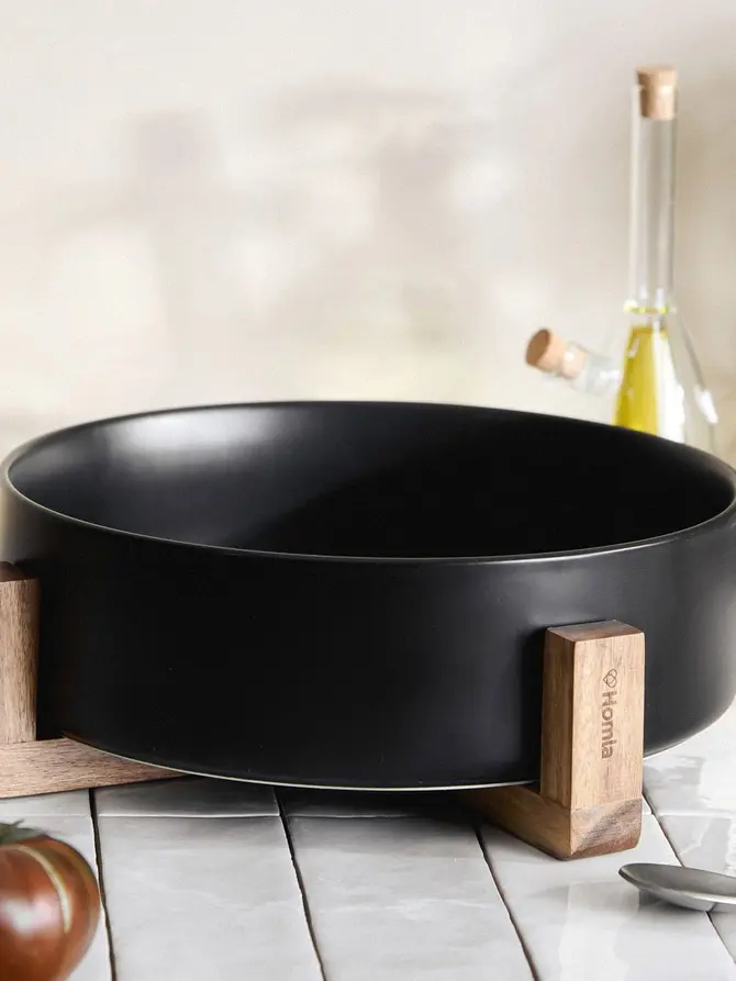 Misa FINCAN do sałat ceramiczna czarna 32 cm