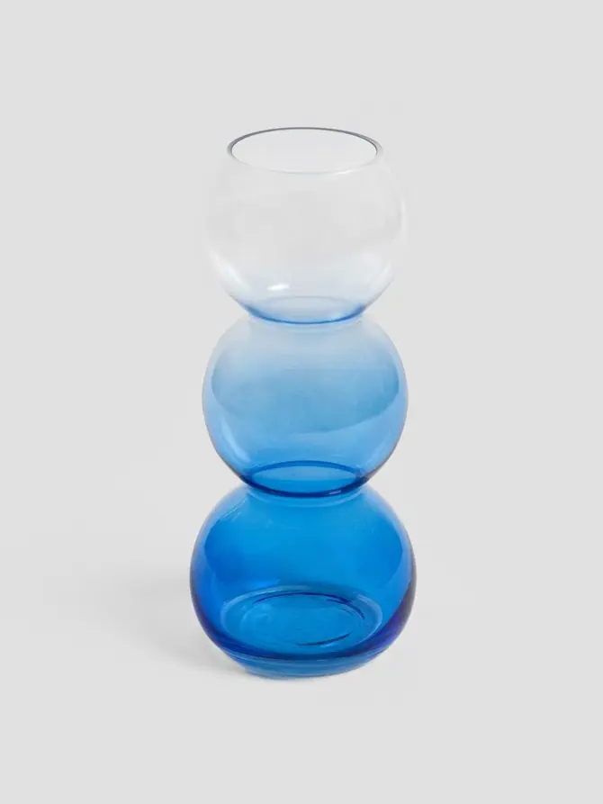 Wazon VAZIA szklany niebieski transparentny 8x25cm