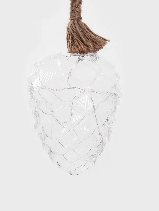 Lampion ILUMES szklana szyszka ze sznurem LED 21 cm