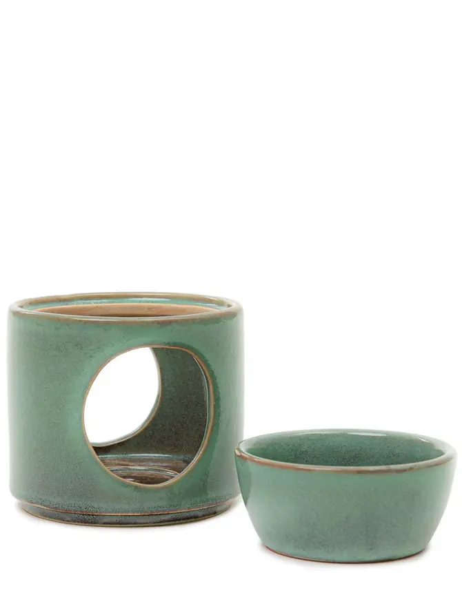 Kominek SOLETO ceramiczny zielony 9,4x9,6 cm