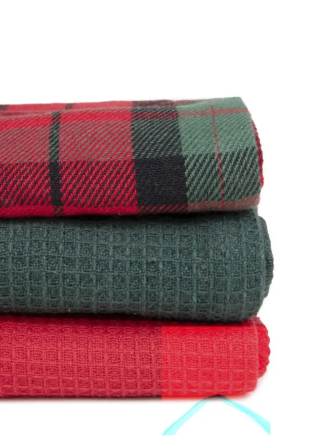 Zestaw ścierek kuchennych TARTAN w kratę 3*45x65 cm