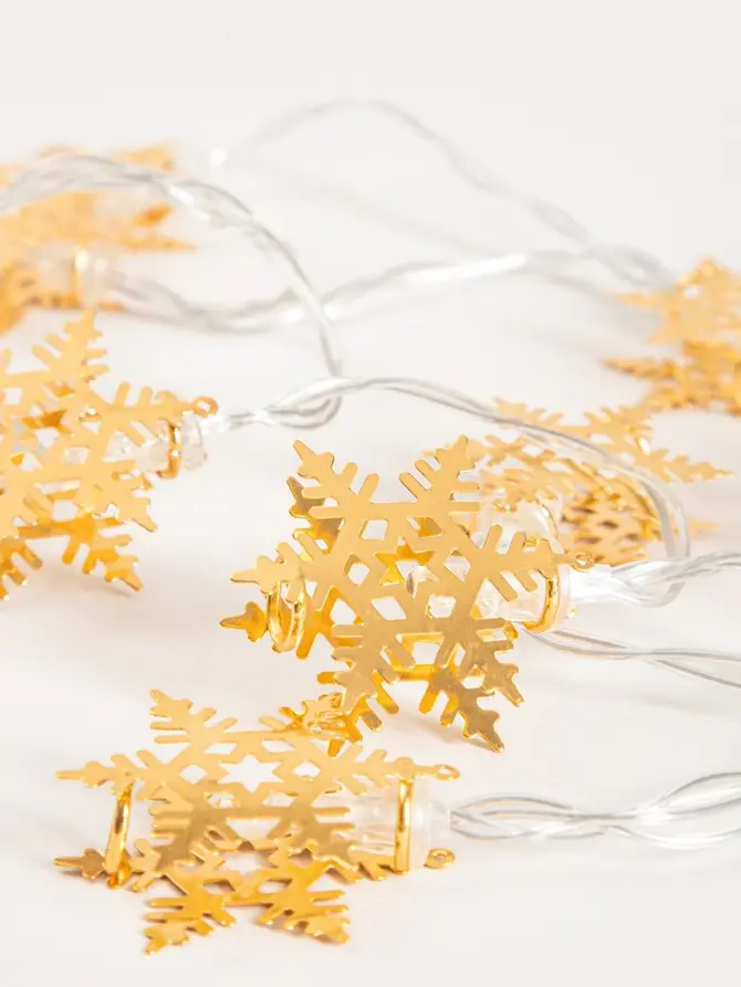 Lampki SNOFLOCK złote śnieżynki 10 LED