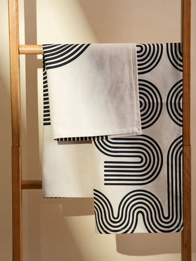 Zestaw ścierek kuchennych CAREM w czarny wzór 2*45x65 cm
