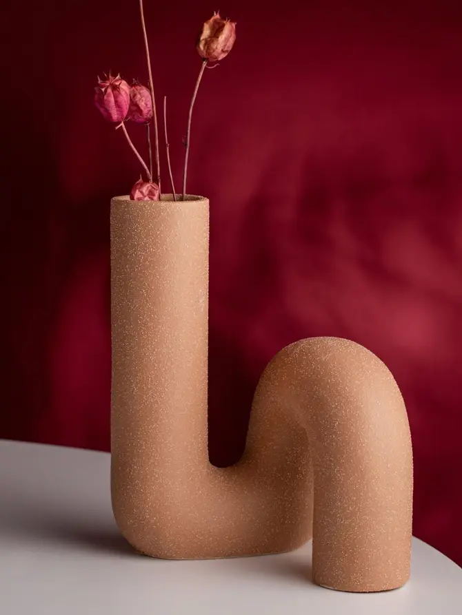 Wazon TWIST ceramiczny zakręcony beżowy 13x17 cm