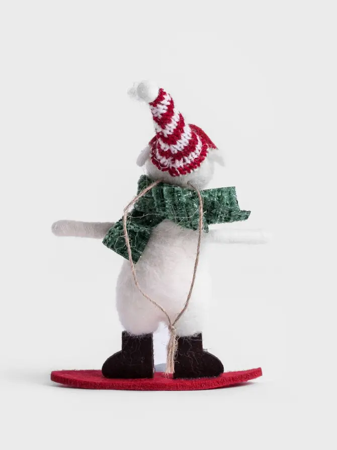 Zawieszka PETTIES filcowa miś na snowboardzie 14 cm