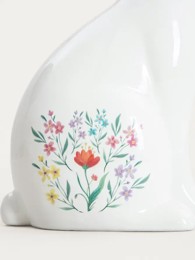 Figurka FLORAL DREAM zając w kwiaty 18x10x33 cm