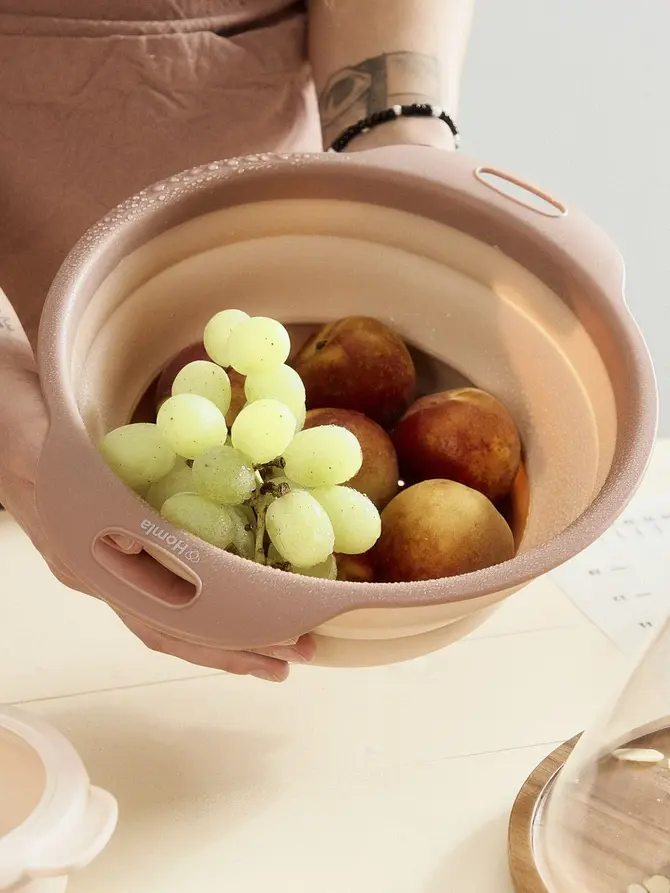 Durszlak EASY BAKE składany okrągły różowy 29x9 cm