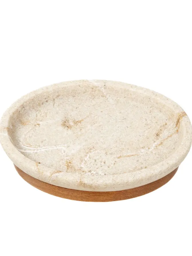 Mydelniczka SALLI z drewnianym elementem 13,4x9,8x3 cm