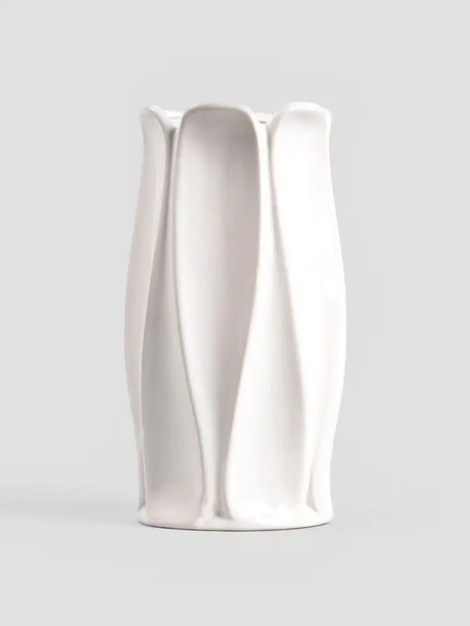Wazon NOVO biały w geometryczny wzór 11,2x24,50 cm