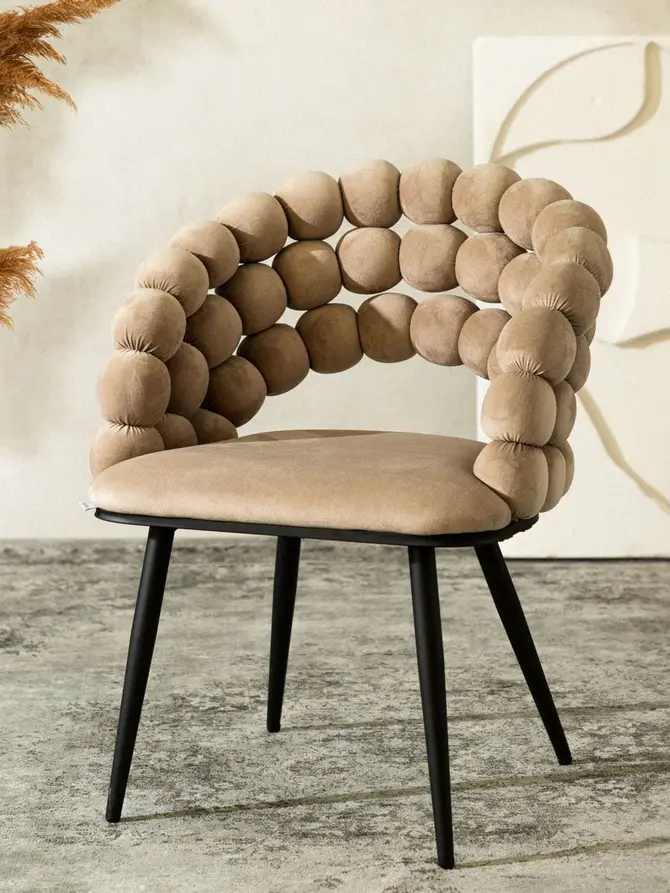 Krzesło BUBBLE welurowe beżowe 57,5x61x81,7cm
