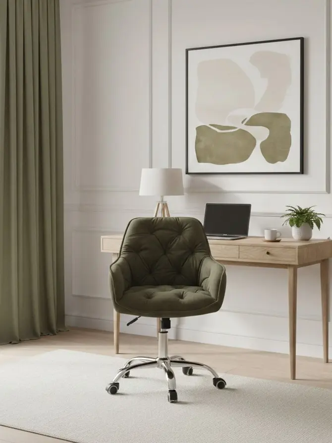 Fotel FUSSY w tkaninie obrotowy zielony 57x61x80-90 cm