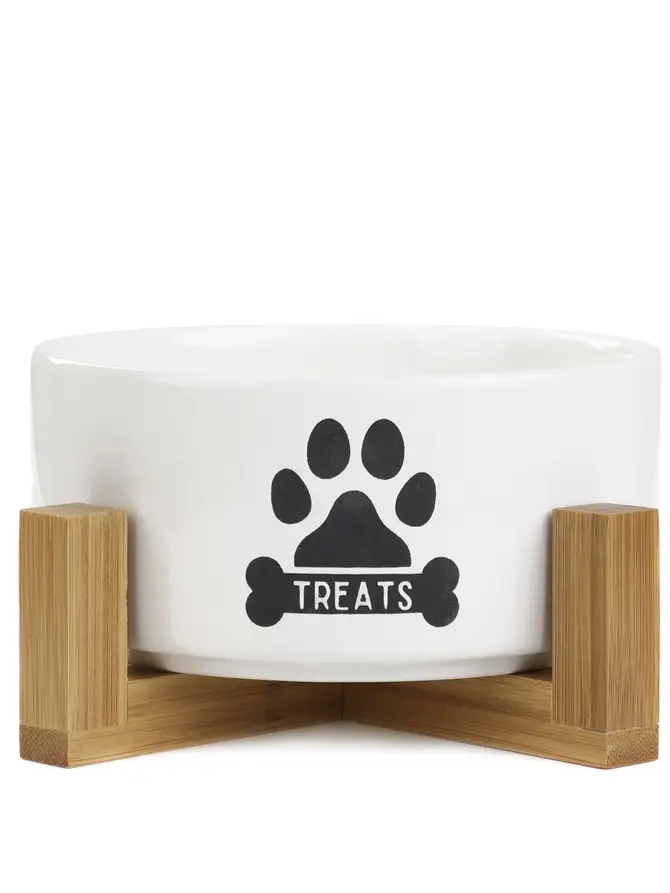 Miska TREATS dla psa M z bambusową podstawą 16x10 cm