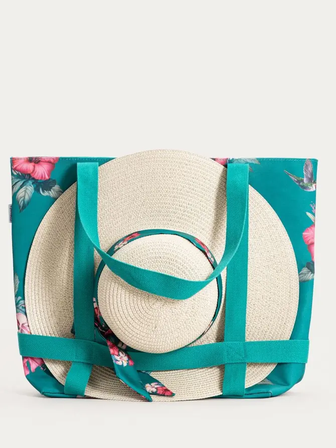 Zestaw BLOOM torba plażowa + kapelusz 38x49x14cm