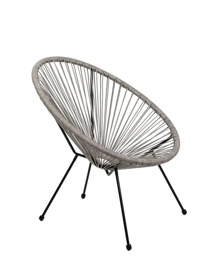 Fotel ACAPULCO FLAT z płaskiej linki technorratan szary 71x71x80 cm