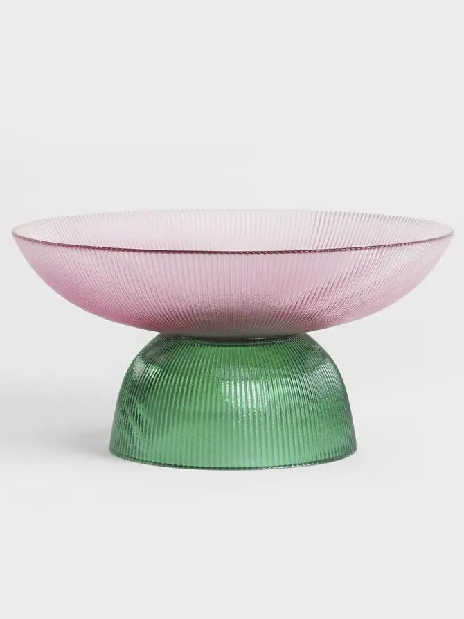 Patera MEGALO szklana różowo - zielona 25 cm