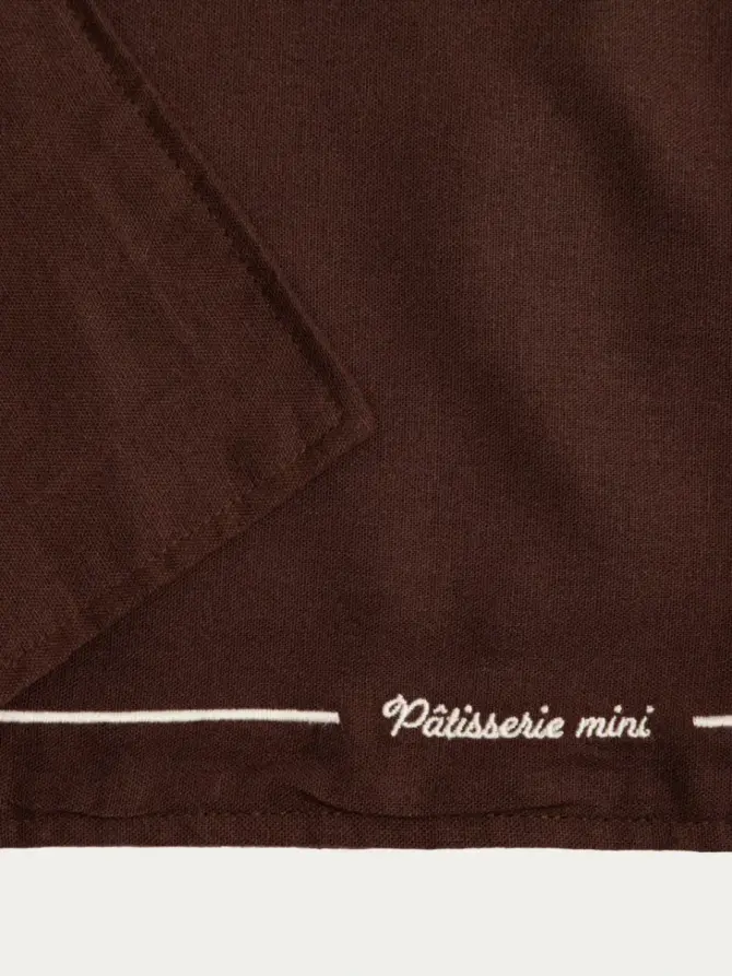 Maty stołowe PATISSERIE MINI prostokątne brązowe z haftem, zestaw 2 szt. 