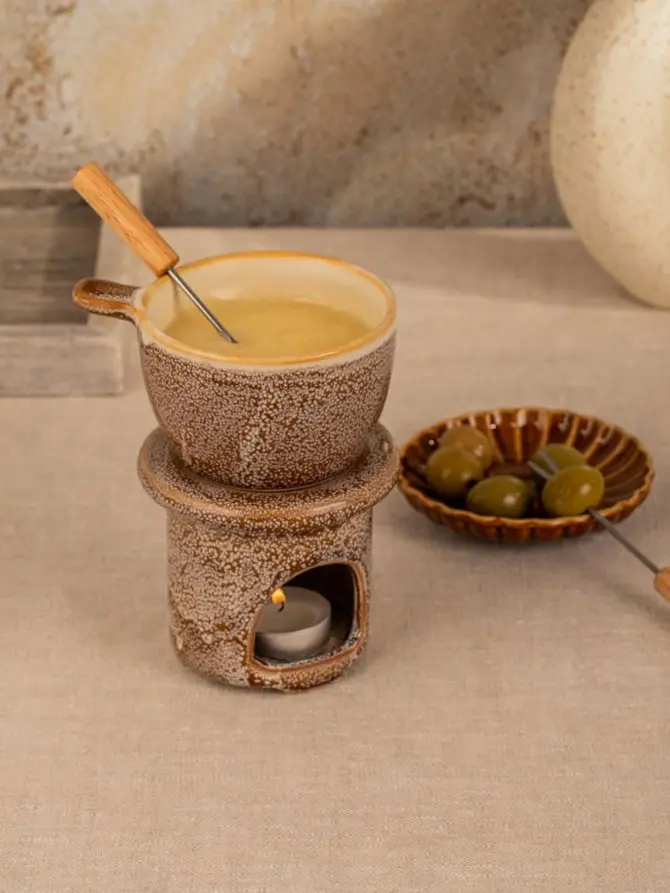 Zestaw do fondue KROS z podgrzewaczem 15x12 cm