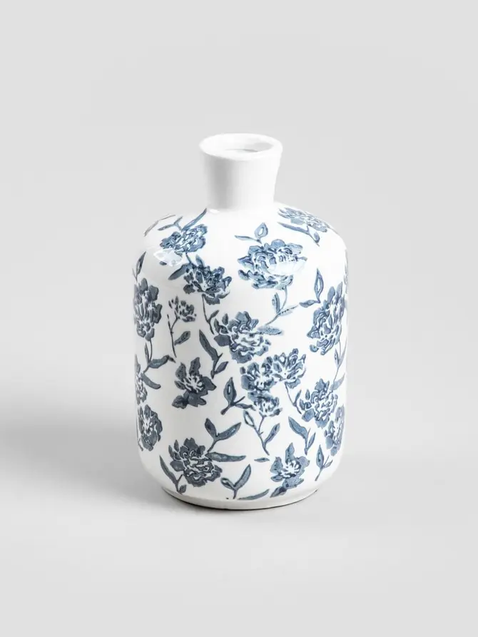 Wazon FLORAL HAMPTONS ceramiczny niebieskim wzorem 12x20 cm