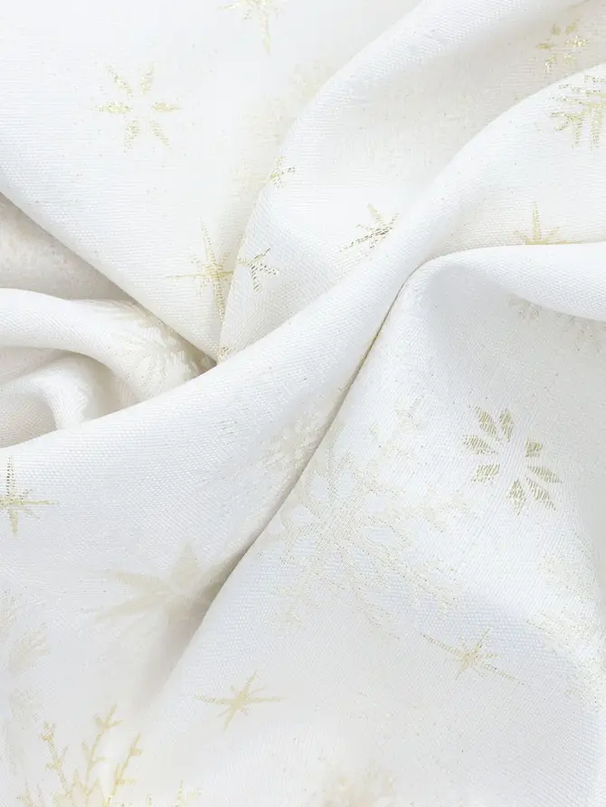 Obrus GOLD SNOW w śnieżynki biały 150x300 cm