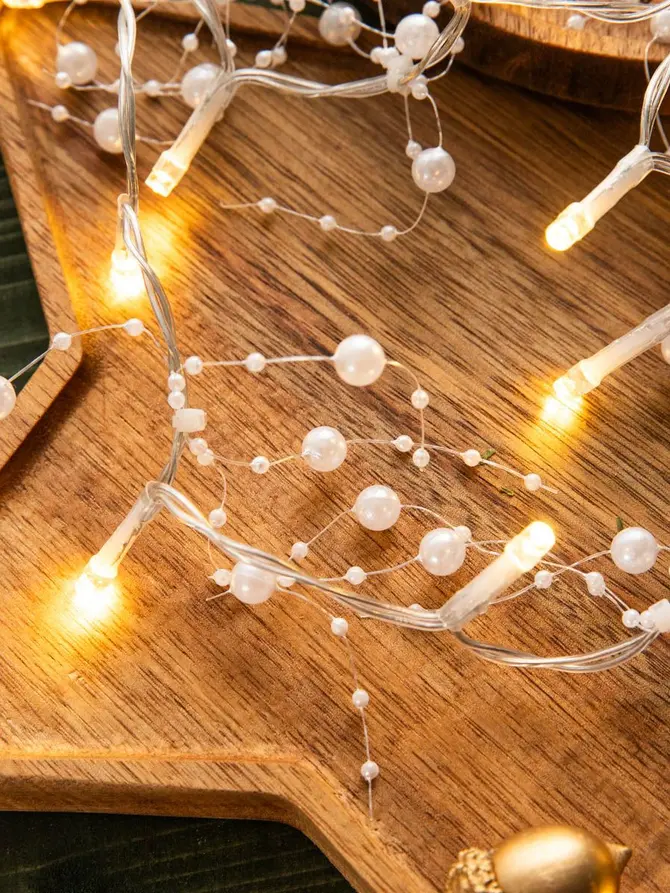 Lampki PERLO z perełkami i LED 20 LED, 135 cm