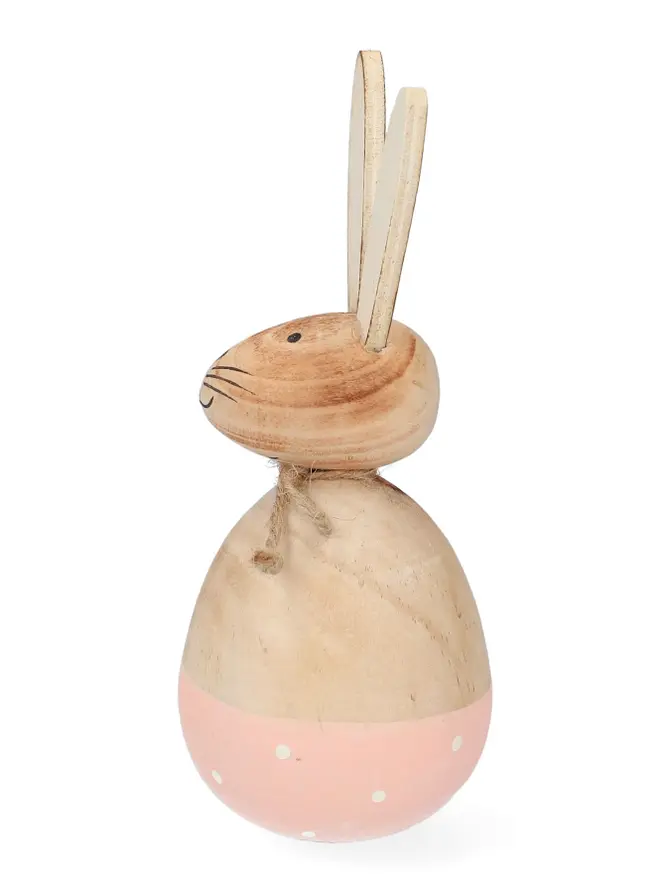 Królik OLI drewniany różowy 18 cm