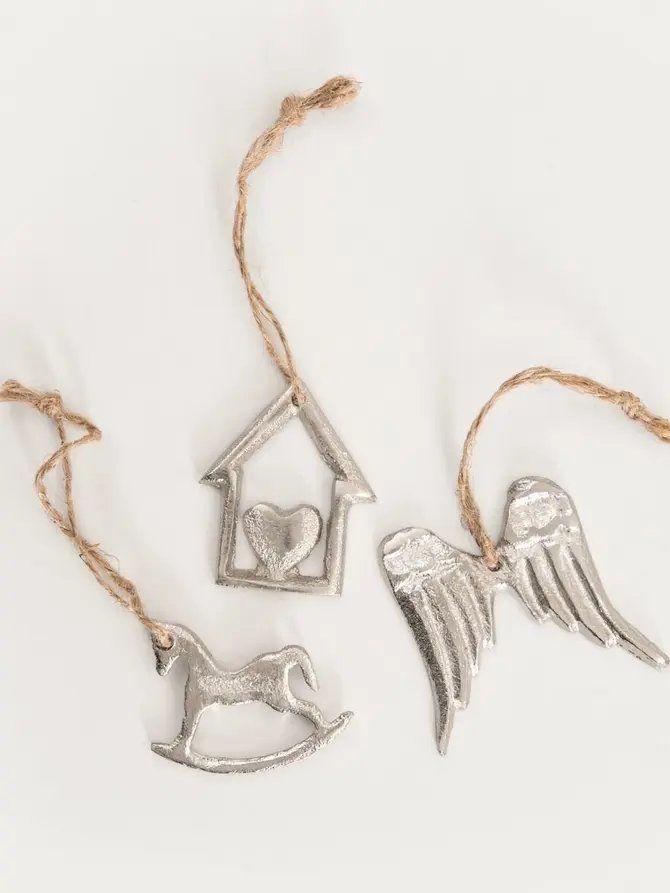 Zestaw zawieszek MIABO metalowe, srebrne 5 cm 3 szt.