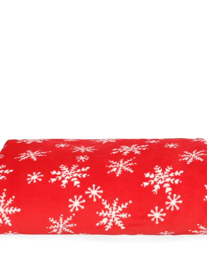 Koc SNOFLOCK w śnieżynki czerwony 150x200 cm