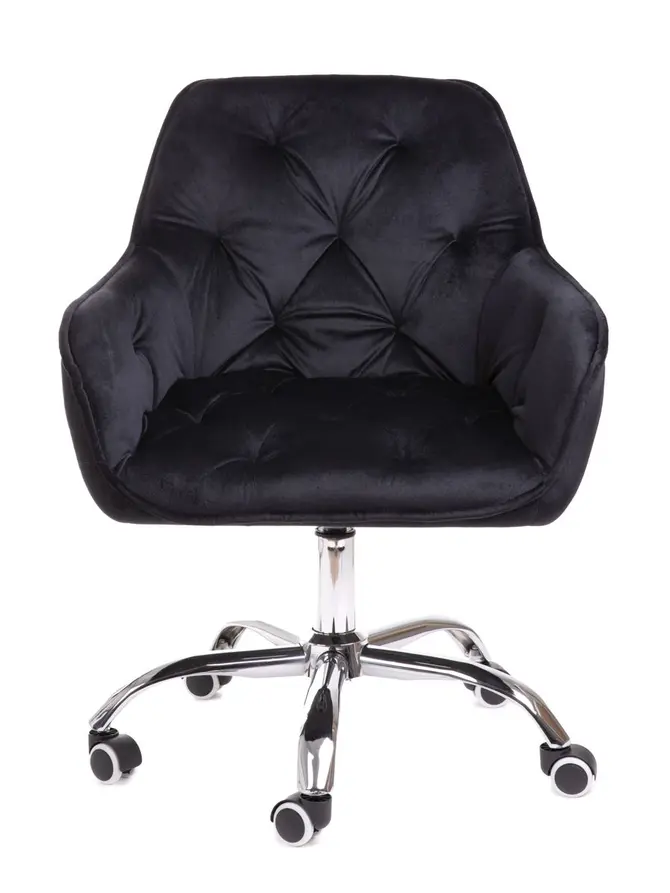 Fotel FLOSSI welurowy obrotowy czarny 57x61x80-90 cm