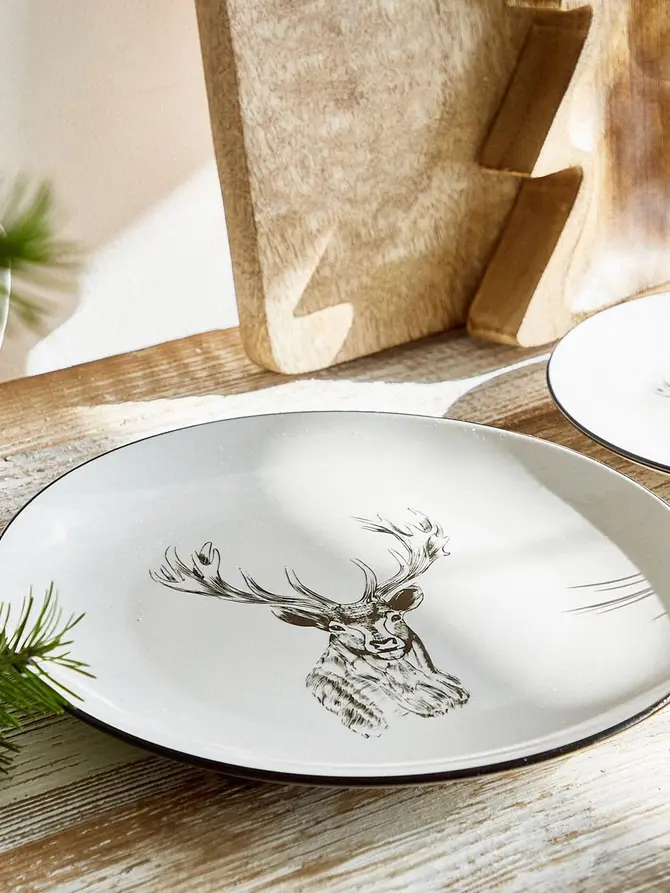 Talerz REINDEER obiadowy z jeleniem 27 cm