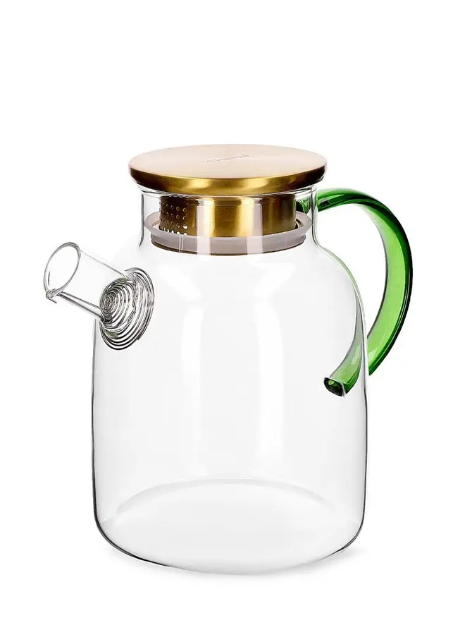 Dzbanek KUBBE ze złotym wieczkiem i zieloną rączką 1,8 l