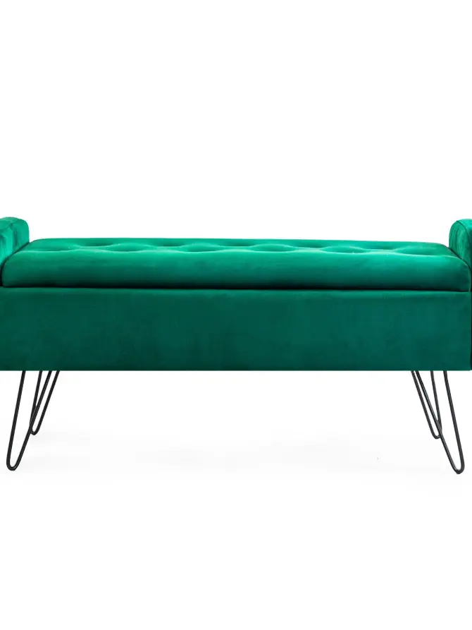 Ławka VENLO welurowa zielona 100x39x45cm